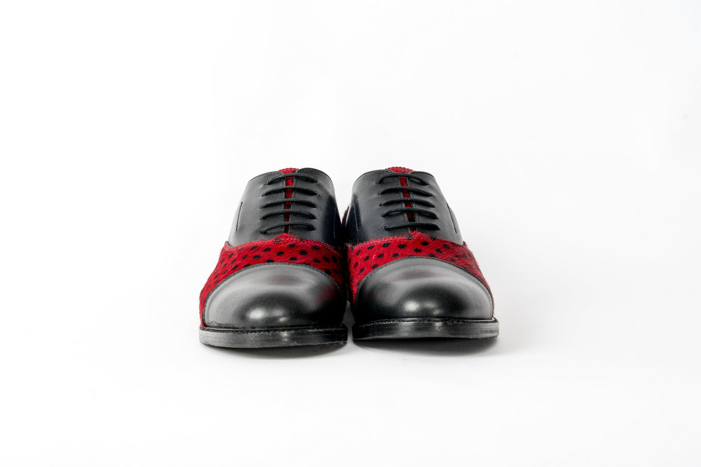 Red Polka Dots - Italian Handmade Leather Oxford Shoes