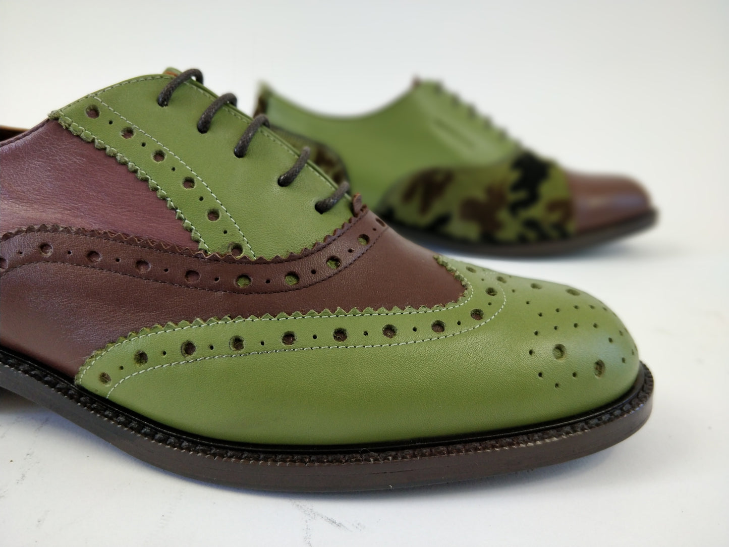 OXFORD LEATHER SHOES women/Italian Handmade shoes/Flat shoes Genuine Leather/pony leather/Made In Italy/Green shoes,Brown shoes,Camoflage