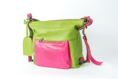 Crossbody Backpack Multicompartment bag all in one /Italian handmade handbag Women/Multicolour soft leather Shoulder bag/Genuine leather